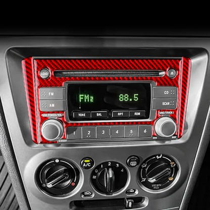 AIRSPEED for Subaru Impreza 2005 2006 2007 Center Screen CD Button Frame Cover Carbon Fiber Center Console Interior Trim Accessories, Red - color: CD Button Frame Red