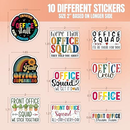 10pcs Front Office Sticker Sheet, Funny Cute Vinyl Decals for Receptionists, Admin Staff, Workplace Decor, Waterproof, UV-Resistant, for Laptop, Water Bottle, Journal, Notebook, Clipboard, Phone Case