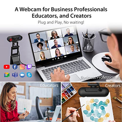 j5create 1080P Dual Mode Webcam and Document Camera with Auto & Manual Focus, Magnetic Privacy Cover for PC, Laptops | for Live Streaming, Video Calls, Online Meetings, Online Classes (JVU250)