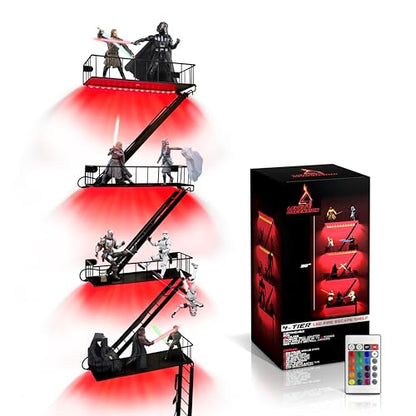 Fire Escape Wall Shelf for Collectibles – Iron Fire Escape Shelf with Pre-Attached LED Light Strips, 12 Colors, Holds 44 lbs