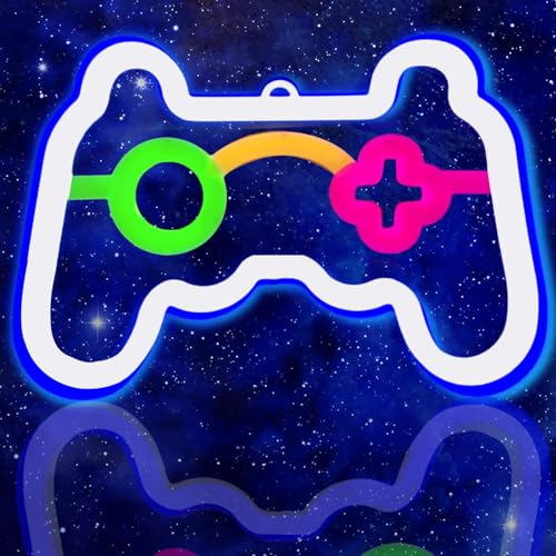 Gamer Neon Sign, Gaming Accessories Neon Sign for Wall Desk Decor Game Room Bedroom Aesthetic Game Controller Led Sign Lights USB/Battery Operated