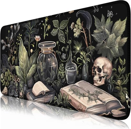 Dark Academia Desk Mat Mouse Pad XXL Extended Large Gaming Desk Pad Mousepad, Mystical Green Plant Computer Laptop Keyboard and Mouse Mat, Desktop Decor for Women Girl Office 31.5x15.7 in - color: A5- Dark Academia