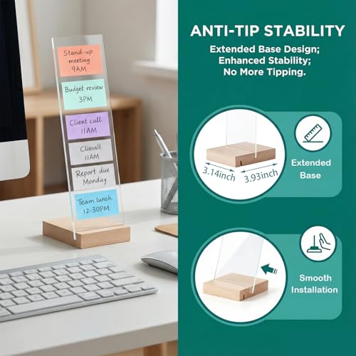 2PCS Monitor Memo Board Portable Monitor Sticky Note Holder Computer Screen Message Board Holder Detachable Acrylic Sticky Note Board Messadge Remider - color: Transparent