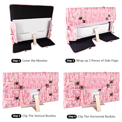 Travel Carrying Bag Compatible with 32" All-in-One Desktop Computer and 32" Monitor (Camouflage Pink) - color: Camouflage Pink