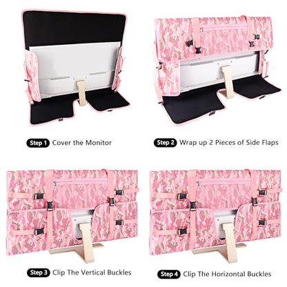 Travel Carrying Bag Compatible with 32" All-in-One Desktop Computer and 32" Monitor (Camouflage Pink) - color: Camouflage Pink