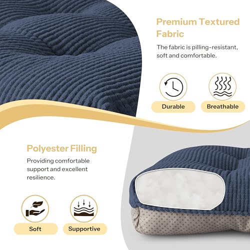 Indoor Kitchen Chair Cushions Set of 4 18"X16.5"X3" Soft Anti Slip Dining Chair Pads Tufted Kitchen Seat Cushion with Ties, Blue - color: Blue