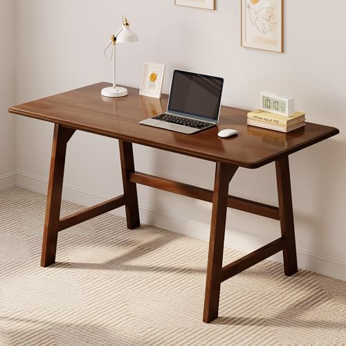 IOTXY Solid Wood Writing Table - 48" W x 24" D Minimalist Computer Desk for Home Office, Work, Study, Creativity, and PC Workstation, Walnut - color: Walnut, size: 48" W