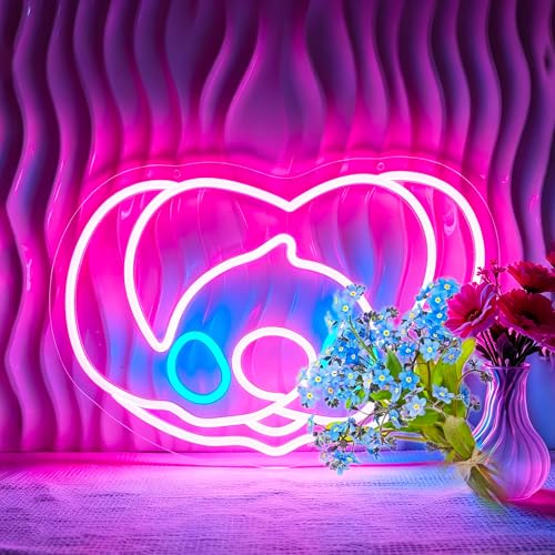 bkuupau Neon Sign, Anime Neon Signs for Wall Decor LED Light up Signs Home Decor for Bedroom, Man Cave, Gaming Room, Party, Club, Pub, Bar Decoration Christmas Halloween Easter Gift USB Operated - color: Pink