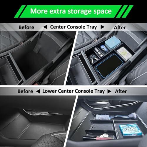 TOPINSTALL 2PCS Console Trays Compatible with 2024-2026 VW Atlas/Atlas Cross Sport Accessories, Armrest Organizer & Lower Center Console Tray Bottom Storage Insert Interior Accessory - color: 2024+ Atlas 2PCS Tray