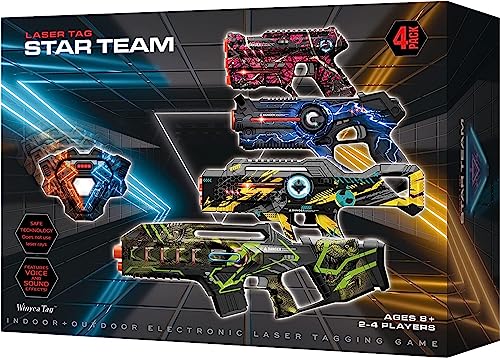 Winyea Tag Laser Tag, Lazer Tag Sets with Gun and Vest Set of 4, Gift Ideals for Kids Age 8+ Year Old Cool Toys, Outdoor Game for Teenage Boys, Girls,Adults and Family - color: Green Yellow Blue Pink