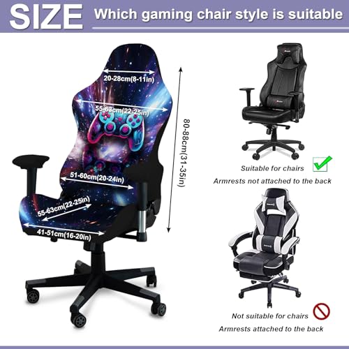 Gaming Chair Covers, 3D Printing Stretchable Soft Non-Slip Easy to Install Gamer Chair Cover with Armrest Cover(No Chair)(A) - color: A