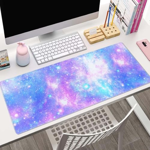 Magical Galaxy Star Desk Mat Pink and Blue Mouse Pad Large Dark Aesthetic Desk Pad Gaming Mousepad Extended XL 31.5 x 11.8 in Laptop Computer Mouse Keyboard Mat - color: Pink and Blue Magical Galaxy Star