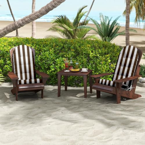 Outdoor Adirondack Chair Cushions Set of 2, 44x19x4 Inch Rocking Chair Cushion, High Back Patio Soft Seat Pad with Ties, Indoor Outside Use, Brown Stripes - color: Brown Stripes, size: 44x19x4 Inch