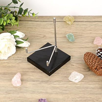 Hipiwe Adjustable Stainless Steel Arm Display Stand Easel with Wooden Base Rocks Crystal Display Easel Holder for Mineral Agate Gemstones Fossils Coral Geodes Plate and Photo, 3.1"x3.1"x4.9" - size: Large