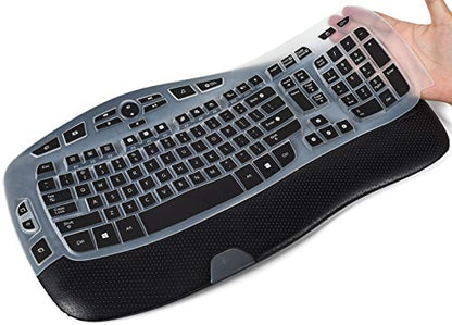 CaseBuy Keyboard Cover Compatible with Logitech K350 MK550 MK570 Wireless Wave Keyboard Accessories, K350 MK550 Keyboard Silicon Protector Skin, Black - color: Black