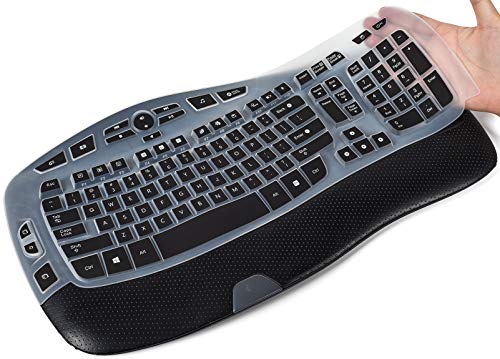 CaseBuy Keyboard Cover Compatible with Logitech K350 MK550 MK570 Wireless Wave Keyboard Accessories, K350 MK550 Keyboard Silicon Protector Skin, Black - color: Black