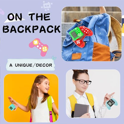 24 Pack Video Game Keychains Video Game Party Favors Mini MultiColors Gamepad Keychain Bulk for Kids Birthday Party Supplies Goodies Bags Stuffer