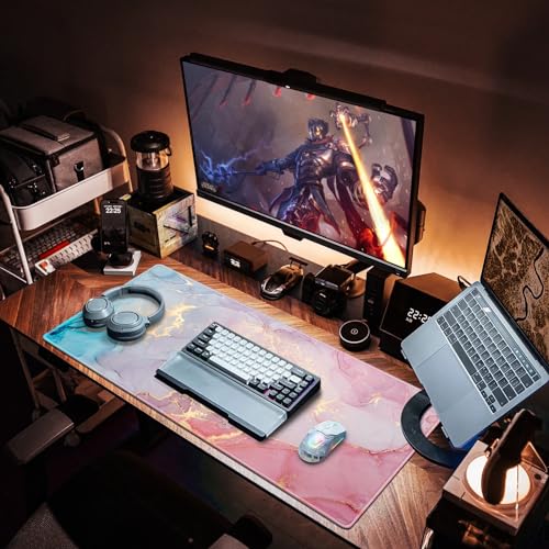 Canjoy Gaming Mouse Pad, Large Extended Mouse Pad Big Computer Mousepad for Home Office Gaming Work 31.5x15.7inch - color: Pink Blue Marble