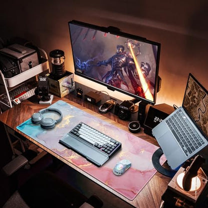 Canjoy Gaming Mouse Pad, Large Extended Mouse Pad Big Computer Mousepad for Home Office Gaming Work 31.5x15.7inch - color: Pink Blue Marble