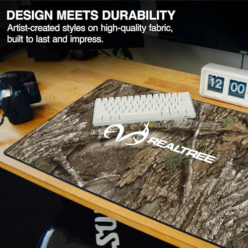 MPCO. Real Tree Large Gaming Desk Pad - 36" x 17" Duraglyde Fabric APX – with Logo Desk Mats - Non-Slip, Washable, Smooth Glide for Precision Gaming & Work - color: Duraglyde Apx – With Logo