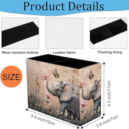 Pen Holder and Anti-Slip Mouse Pad Combination, Makeup Brush Storage Box, Tableware Storage Box, Suitable for Office and Home - Cute Little Elephant Flower - color: Cute Little Elephant Flower