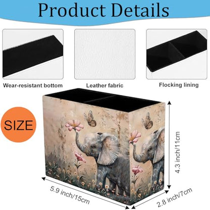 Pen Holder and Anti-Slip Mouse Pad Combination, Makeup Brush Storage Box, Tableware Storage Box, Suitable for Office and Home - Cute Little Elephant Flower - color: Cute Little Elephant Flower