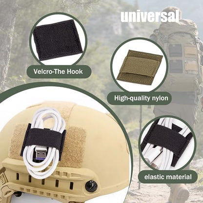 5 Pack,Hook and Loop Cable Management Panels | 2×2 inch Reusable Fastening Cable Ties for Tactical Helmet, Headset, Walkie-Talkie, Vest & Backpack Wire Organization