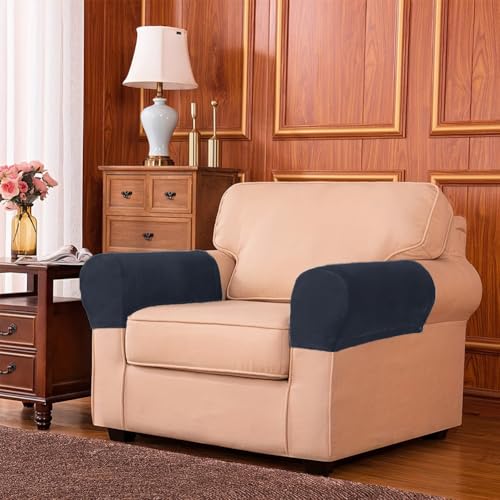 1 Pair Stretch Couch Arm Cove-r, Sofa Armrest Cove-r, Elastic Ant-i-Slip Couch Protec-t Slipcovers for Recliner Armchair