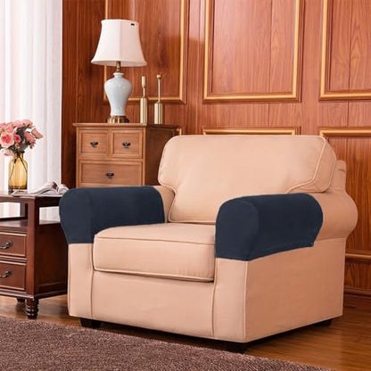 1 Pair Stretch Couch Arm Cove-r, Sofa Armrest Cove-r, Elastic Ant-i-Slip Couch Protec-t Slipcovers for Recliner Armchair