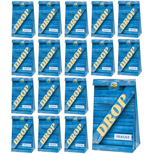 24 PCS Video Game Goodie Gift Bags with Stickers, Drop Boxes Theme Paper Bags, Perfect for Gamer Party Supplies and Treat Bags - color: Blue-24-drop