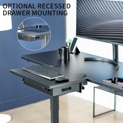 VIVO Black Clamp-on 24 x 14 in Desk Extender, DESK-EXT24D | Premium, Built-in Storage Drawer, Keyboard Tray, Side Table Extension Office Organizer - size: 24 x 14", style: Extender + Drawer