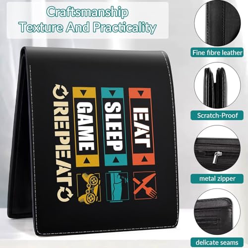 EXXBYELI Boys Wallet Gamepad Leather Wallets Credit Id Card Cash Holder Black Rfid Blocking Zipper Cute Cool Funny Aesthetic Wallets With Coin Pocket Id Window Teen Wallets for Boys Teenager Wallet - color: games-text-22