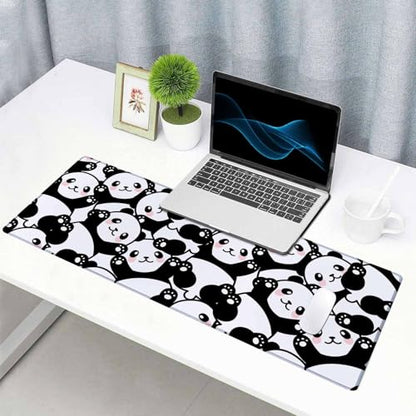 Gaming Mouse Pad Large, Keyboard Mouse Mat Desk Pad, Non-Slip Rubber Base with Stitched Edges Mousepad, 31.5X11.8 inch Cute Panda - color: Cute Panda, size: 31.5L x 11.8W inches