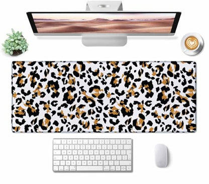 Mouse Pad,Office Desk Mat Large Gaming Keyboard Pad Stitched Edges Washable Smooth Surface Control & Accuracy Extended Computer Mouse Mat (31.5X11.8In)-Leopard Animal Pattern - color: Leopard Animal Pattern, size: 31.5L x 11.8W inches