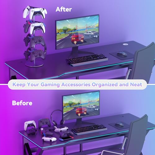 4-Tier 360°Rotating Controller Stand for PS5/Xbox/Switch/PS4 | Aluminum Game Controller Heaset Holder for Desk, 12 Hangers to Place, Spinning Controller Organizer Rack, Grey - color: Grey
