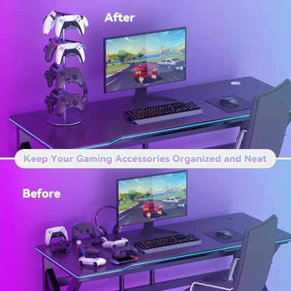 4-Tier 360°Rotating Controller Stand for PS5/Xbox/Switch/PS4 | Aluminum Game Controller Heaset Holder for Desk, 12 Hangers to Place, Spinning Controller Organizer Rack, Grey - color: Grey