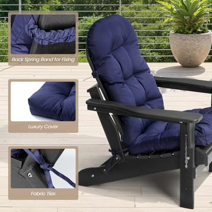 Crestlive Products Adirondack Chair Cushion, 50 x 20 x 4 inch, Thickening, Water Resistant, Fade Resistant Cushions for Adirondack Chair, Navy - color: Navy Blue, size: 1