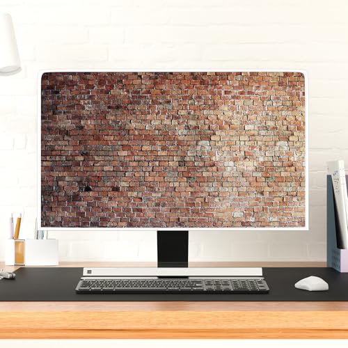 Vintage Brown Wall Monitor Dust Covers 22, 23, 24, 25 Inch Panel Case Computer Monitor Covers Sleeve Compatible with PC Desktop and TV Anti-Static Dustproof Protective Cover for LCD/LED/HD - color: brown, size: 22-25 Inch