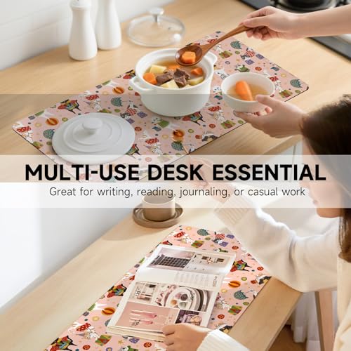 AUPET PU Leather Desk Pad Protector Blotter, Animal 35 x 17in Large Mouse Pad,Cute Office Desk Mat,Waterproof Non-Slip Desk Writing Drawing Pad for Office Home Game (Cute Cat Circus) - color: Cute Cat Circus