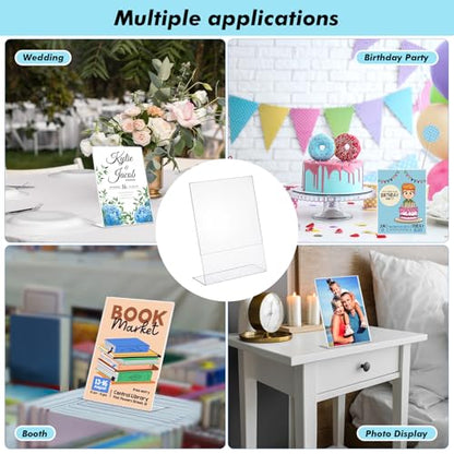 Sanwuta 2 Pcs 8.5 x 11 Inch Acrylic Sign Holder, Slant Sign Display Stand, Transparent Flyer Holder Frame Plastic Document Display for Workers Teachers Office Home Menu Desktop - size: 8.5 x 11 Inch