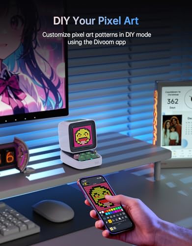 Divoom Ditoo Pro Retro Pixel Art Game Bluetooth Speaker with 16X16 LED App Controlled Front Screen (White) - color: White