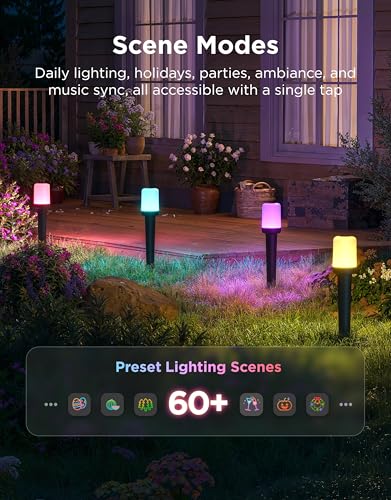 Govee Outdoor Cylinder Pathway Lights, 8 Pack, 425lumens, IP67 Waterproof | 60+ Preset Scene Modes, Outdoor Decor for Path, Patio, Garden, Lawn, Compatible with Alexa, Google Assistant, Matter
