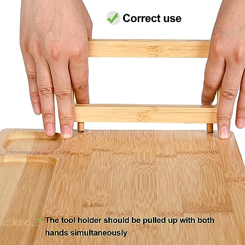 Bamboo Cheese Board and Knife Set - 14” x 11” Large Charcuterie Boards Set, Cheese Tray Platter Servers with Clasp Knife Holder, Gift for Valentines, Anniversary, Housewarming, Thanksgiving