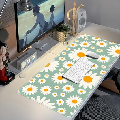 iCasso XXL Large Mouse Pad for Desk, Anti-Slip Big Mousepad with Stitched Edges, Keyboard Mat for Work, Gaming (Daisy) - color: Daisy