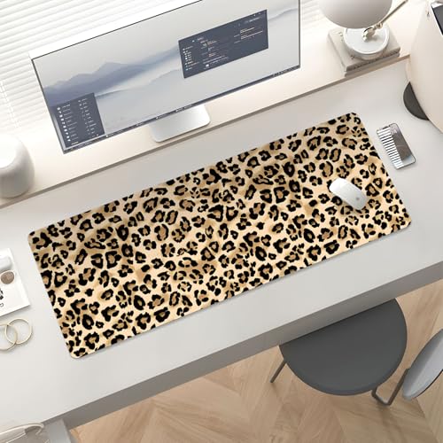 Mousepad Desk Mat Gaming Large Keyboard Cute Office Desktop Computer Laptop XXL Long Big Kawaii Aesthetic Girly Pretty Design Women Girl Gamer Oversized Wide 30x12'' Mousepad, Leopard - color: Leopard