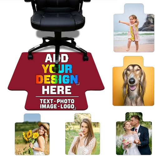 Custom Office Chair Mat for Hardwood Floor and Tile Floor, Personalized Your Image Text Desk Mat for Rolling Chair and Computer Desk, 36" x 48" with Lip Rectangle Chair Mats, Dark Red - color: Dark Red, size: 30"x 48"