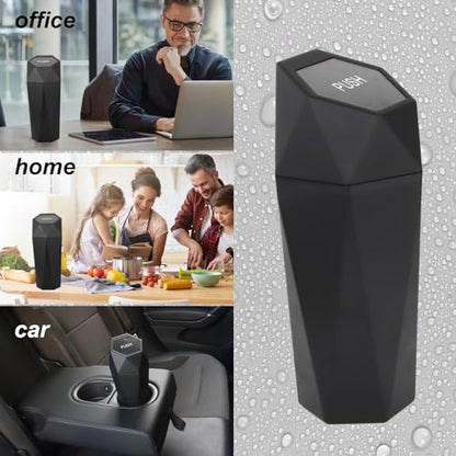 Car Trash Can Bin,Small Garbage Can with Lid,Automotive Cup Holder Mini Cars Trashcan,Portable Car Door Trash Cans,Vehicle Essentials Gadgets Dustbin (2Pcs, Black and Glod) - color: Black and Glod