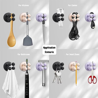 4 Pcs Silicone Waterproof Self Adhesive Toothbrush Holder,Mounted Bathroom Holder for Hanging Key Clothes Towel Cable for Kitchen Bathroom Home Office Black - color: Black
