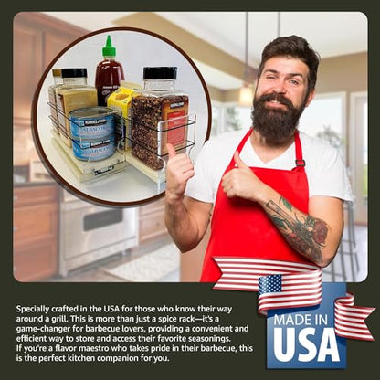 Vertical Spice - Large Pullout Sliding Spice Rack Organizer - 2 Individual 1 Tier Drawers - Premium Rolling Seasoning Holder/Caddy for Hidden Pantry Storage - Made in USA (6.9''W x 5.0" H x 10.6''D) - color: 2-3.25" Drawers, Cream Assembled