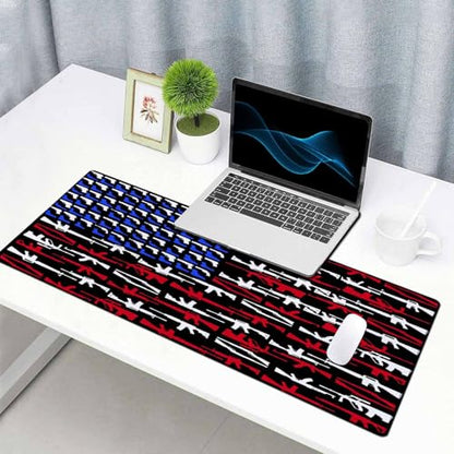 Gaming Mouse Pad, Large Mouse Pads for Desk, Non-Slip Rubber Base Mousepad, Keyboard Mouse Mat, Desk Pad with Stitched Edges, 31.5x15.7 inch Gun Shape of American Flag - color: Gun Shape of American Flag, size: 31.5L x 15.7W inches
